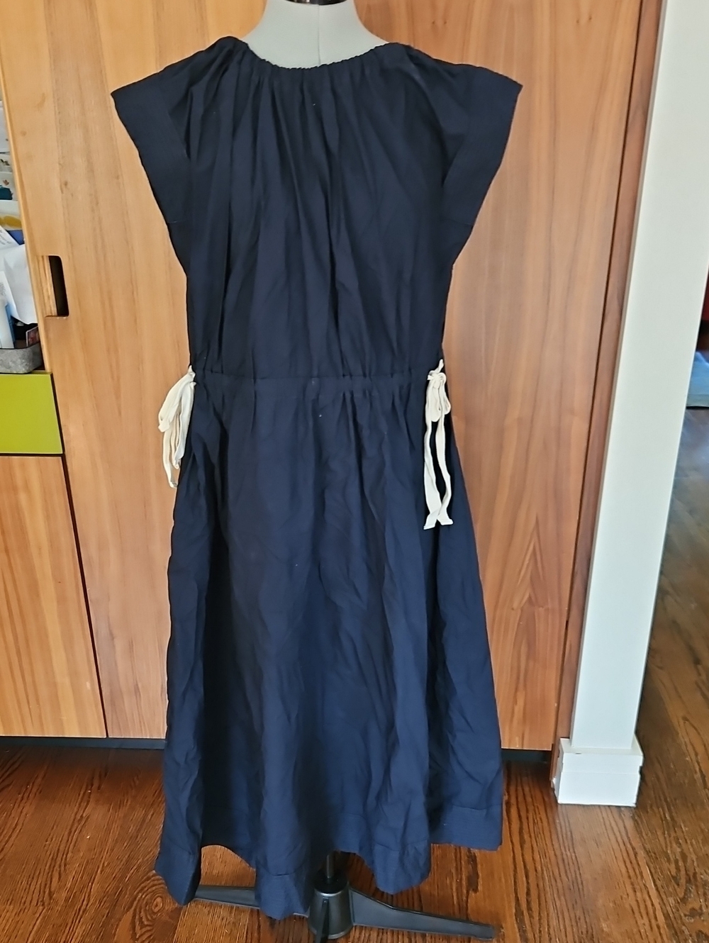 Banana Republic Navy Cotton Tie-Side Maxi Dress